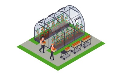 Isometric Greenhouse Vector Illustration Concept