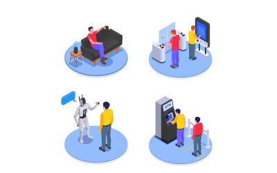 People Using Interfaces Isometric Vector Illustration Concept