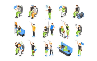Public Transport Problems Isometric Icons Vector Illustration Concept