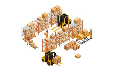 Warehouse Isometric Vector Illustration Concept