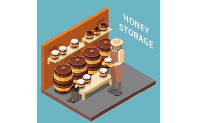 Apiary Honey Production Isometric Vector Illustration Concept