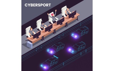 Cyber Sport E-Sport Isometric 2 Vector Illustration Concept