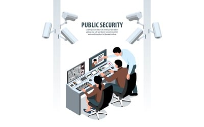 Isometric Public Security Vector Illustration Concept