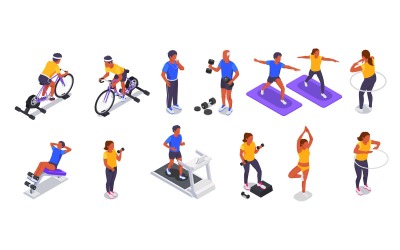 Online Fitness Workout Yoga At Home Isometric Vector Illustration Concept