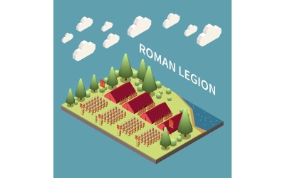 Římská říše izometrické vektorové ilustrace koncept