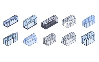 Isometrische Kas Kleur Set Vector Illustratie Concept