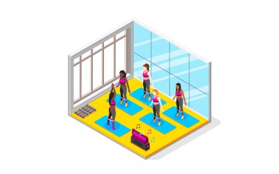 Resistance Band Exercises Isometric Composition 3 Vector Illustration Concept