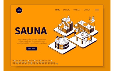 Sauna-Website-isometrisches Vektor-Illustrations-Konzept