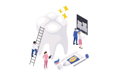 Stomatology Dentistry Dental Care Isometric 4 Vector Illustration Concept