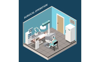 Conceito de ilustração vetorial isométrica de cirurgia robótica