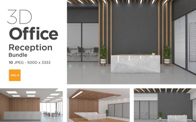 3D irodai recepció vagy a szálloda belső terei Mockup Bundle Vol. 4