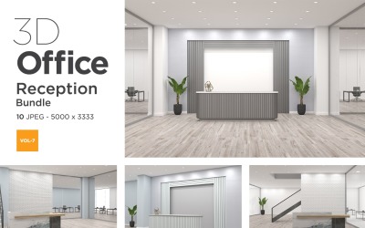 3D Office reception o interno dell&amp;#39;hotel Mockup Bundle Vol 7