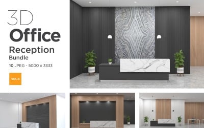 3D Office reception or hotel interior Mockup Bundle Vol 5