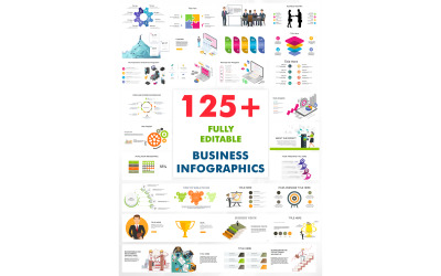 125+ szerkeszthető Business Powerpoint prezentációs sablon Infographics Bundle