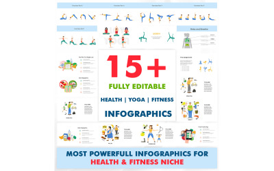 Más de 15 plantillas de infografías de presentación de PowerPoint de salud y yoga totalmente editables