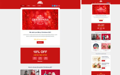 Modelli e-mail di Natale | Modello di email HTML reattivo di Natale| Notiziario di Natale