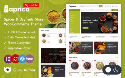 Перець - спеції та сухофрукти Food Store Elementor Адаптивна тема WooCommerce