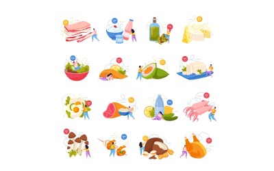 Ketogenic Diet Flat Icons Vector Illustration Concept