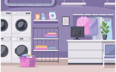 Laundry Cartoon Vector Illustration Concept