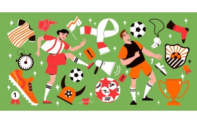 Conceito de ilustração vetorial de futebol futebol grande conjunto