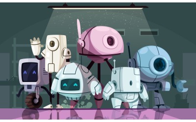 Conceito de ilustração vetorial futurística de robôs