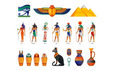 Egypt Ancient Set Vector Illustration Concept