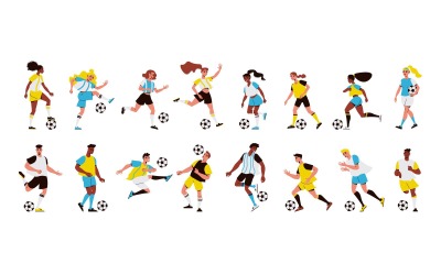 Football Soccer Players Set Vector Illustration Concept