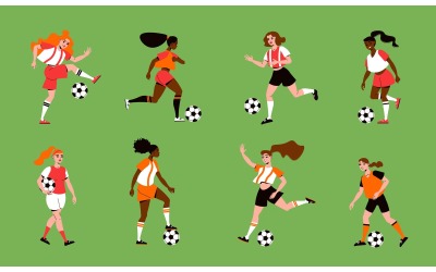 Football Soccer Women Vector Illustration Concept