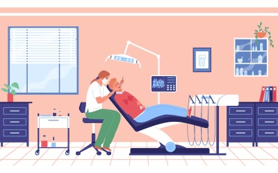 Hospital Dentist Vector Illustration Concept