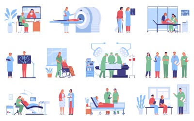 Hospital Doctor Set Vector Illustration Concept
