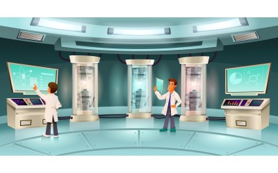 Conceito de ilustração vetorial de desenho animado 3 de cientistas