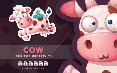 La vache et l'oiseau sont joués - Mignon Sticker