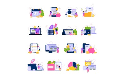 Monthly Payments Flat Icons Vector Illustration Concept
