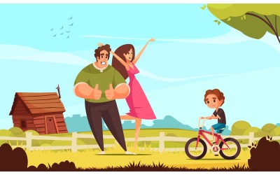 Cycle Family 3 Vector Illustration Concept