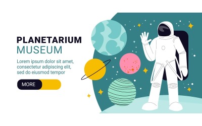 Planetarium Horisontell Banner Vektor Illustration Koncept
