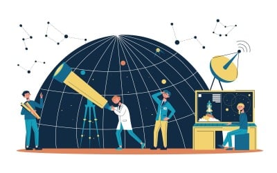 Astronomie-Illustrations-Vektor-Illustrations-Konzept