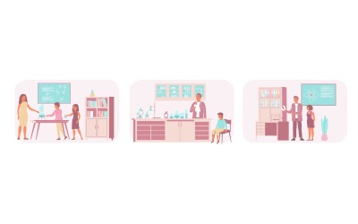 Composition de l'école Set Flat 3 Vector Illustration Concept