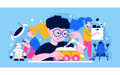 Conceito de ilustração vetorial de ilustração de robô infantil