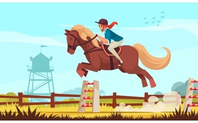 équitation, 7, vecteur, illustration, concept