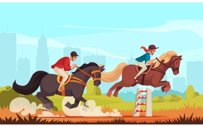 Horse Riding 5 Vector Illustration Concept