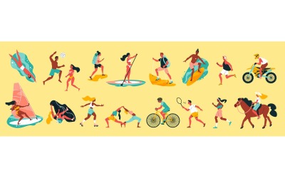 Summer Sport Color Set Vector Illustration Concept