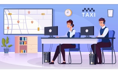Verzender Taxi Platte Vector Illustratie Concept