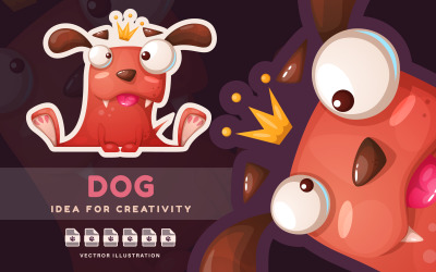 Adorable King Dog - Autocollant mignon, Illustration graphique