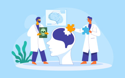 Cerveau, docteur, vecteur, illustration, concept