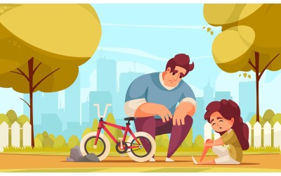 Cycle Family 5 Vector Illustration Concept