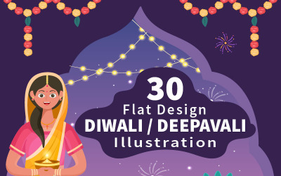 30 indiska firar Diwali Day Illustration