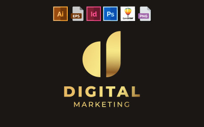 Modello di logo della lettera D di marketing digitale