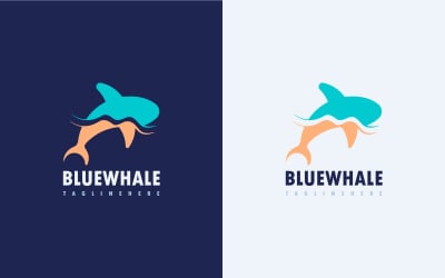 Blue Whale Logo Design Concept Vector