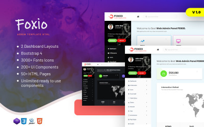 Foxio - Responsieve dashboardsjabloon voor beheerders
