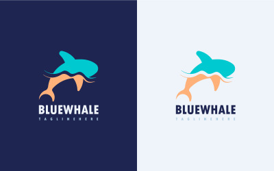 Синій кит логотип дизайн концепції вектор